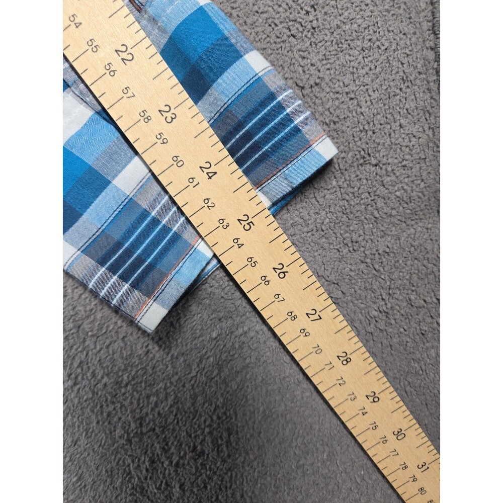 Wrangler Mens Short Sleeve Western Pearl Snap Shirt 2XL XXL Blue Rodeo Plaid - Picture 15 of 16